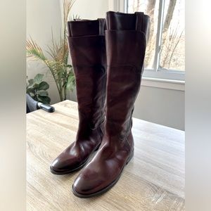 NWOT Frye Paige Tall Riding Boot- Never Worn Red Brown Leather. #3476530